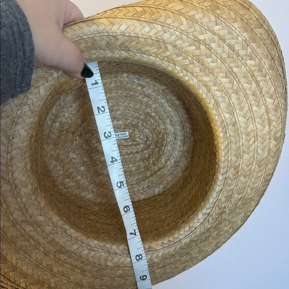 Made in Philippines Straw Wide Brim Hat With Rustic Floral Detail Cottagecore OS